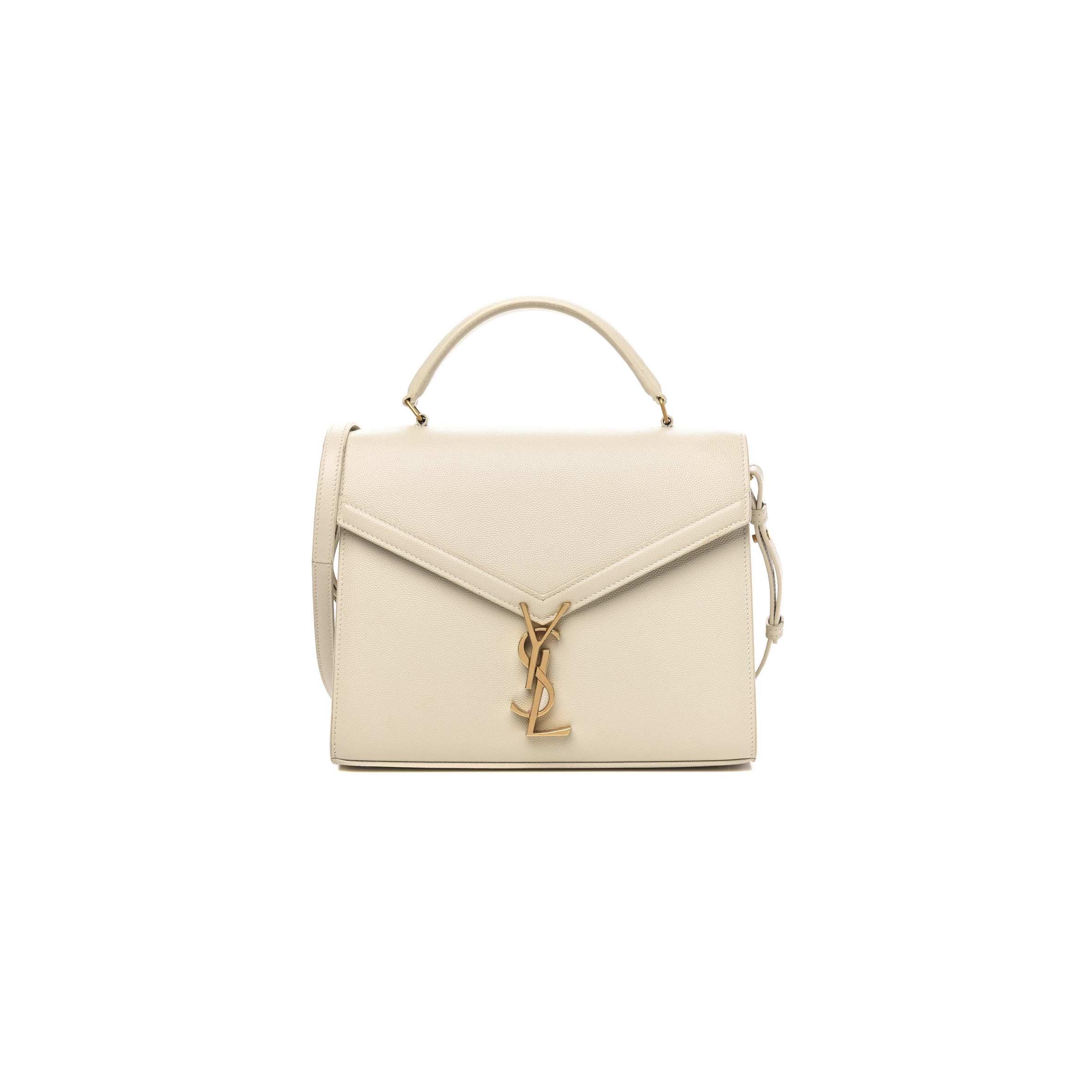 YSL CASSANDRA MEDIUM TOP HANDLE BAG IN GRAIN DE POUDRE EMBOSSED LEATHER 578000681411 (24.5*20*11.5cm)